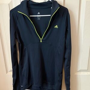 Adidas Black with Neon Green Accents Half-Zip Top